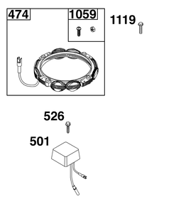 Alternator Group Diagram and Parts List for 44N677-0079-G1  Briggs and Stratton Engine